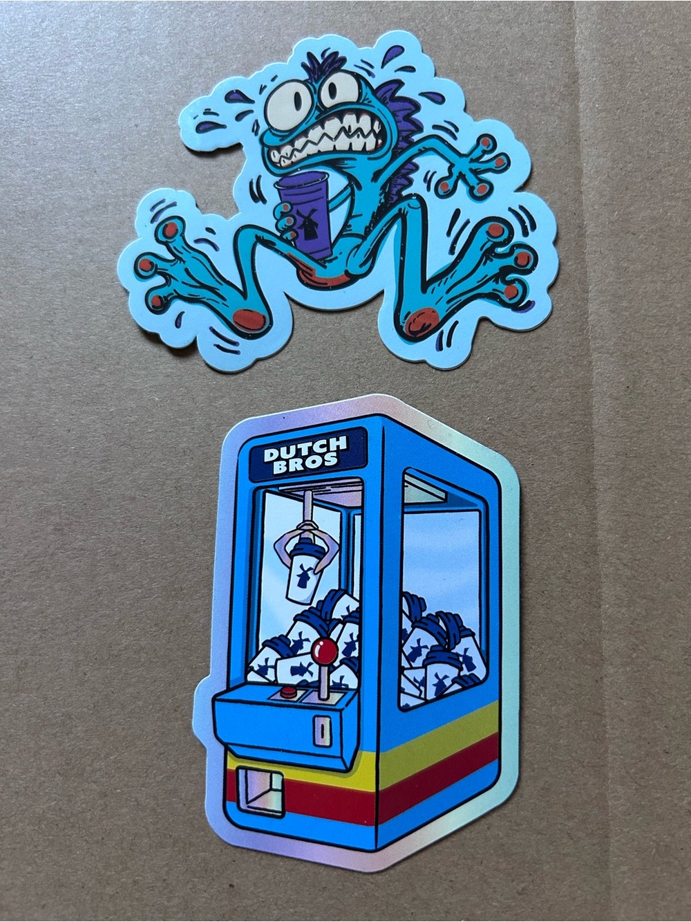 Dutch Bros Blue and Purple Claw Machine & Monster Sticker Set